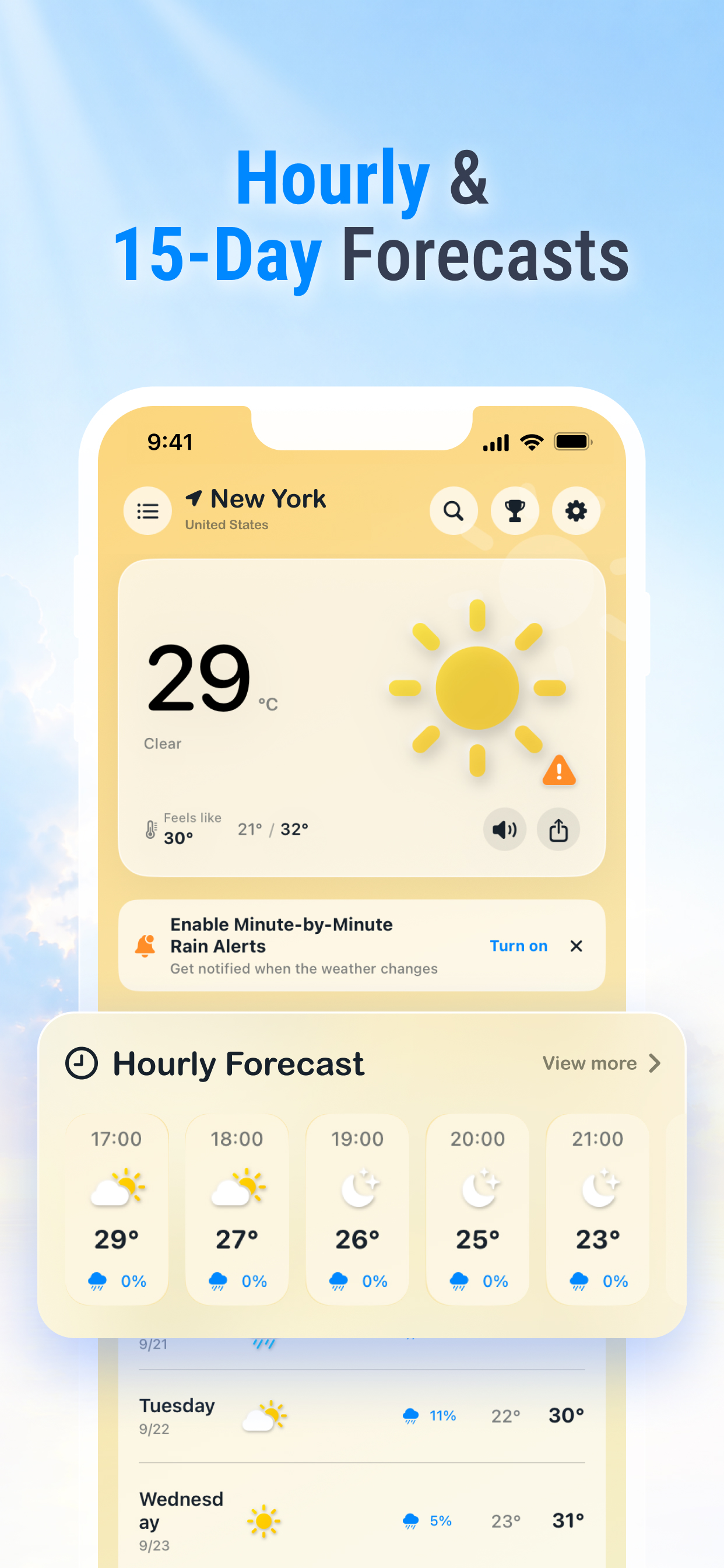 Live Weather current conditions and 15-day forecasts